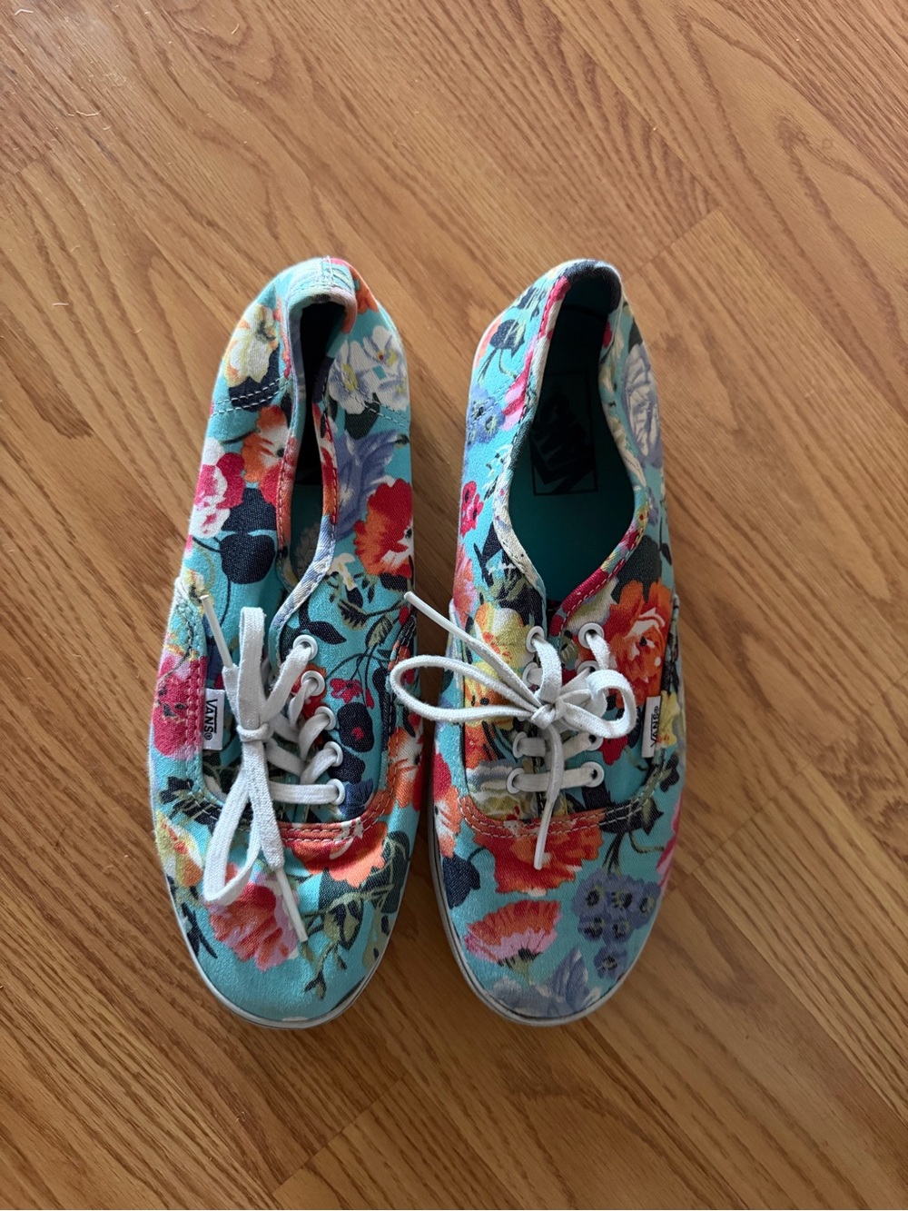 Vans Floral Canvas Sneakers in Turquoise with Multicolor Flowers